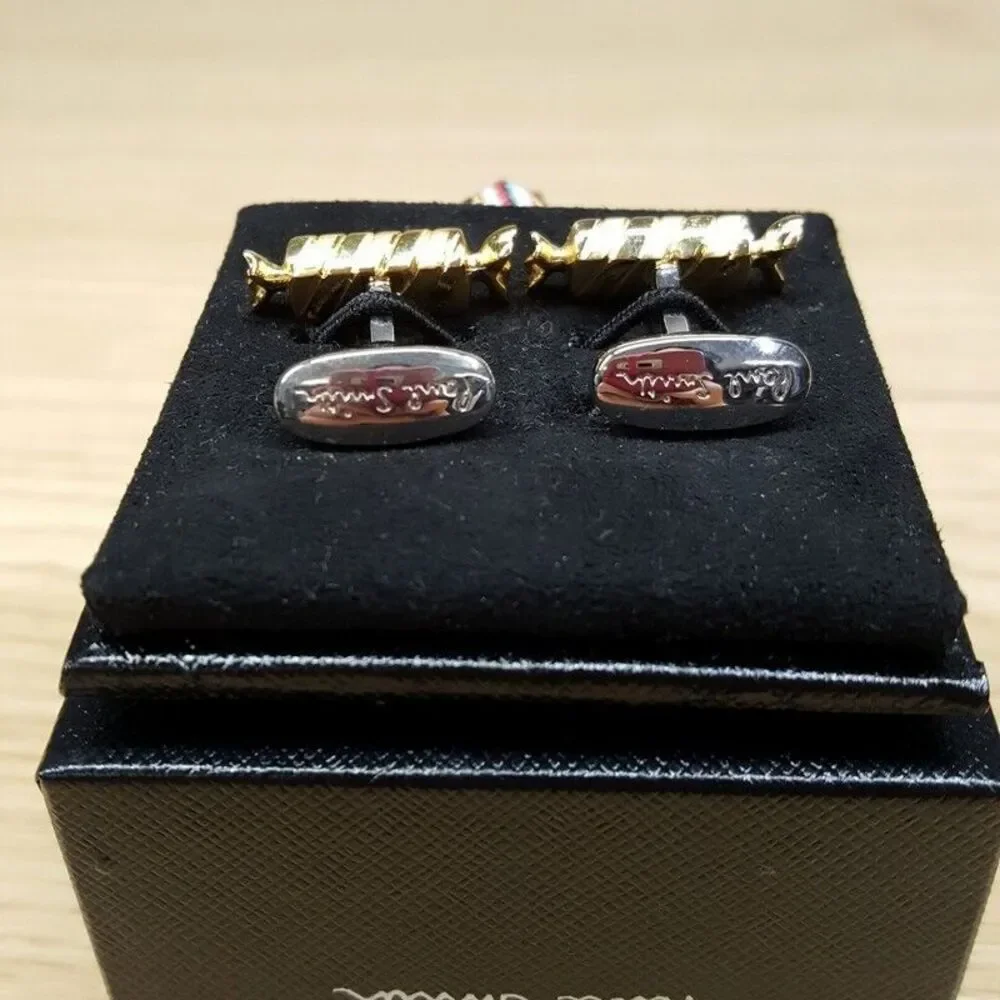 PAUL SMITH Mens Cufflinks Gold Tone SWEET Candy Chocolate Spiral Twist $175